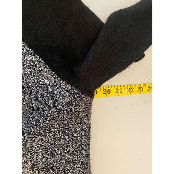 Chicos Black & Silver Metallic Knit Zip-Up Cardigan Sweater Womens Size 2 Large - Picture 5 of 8